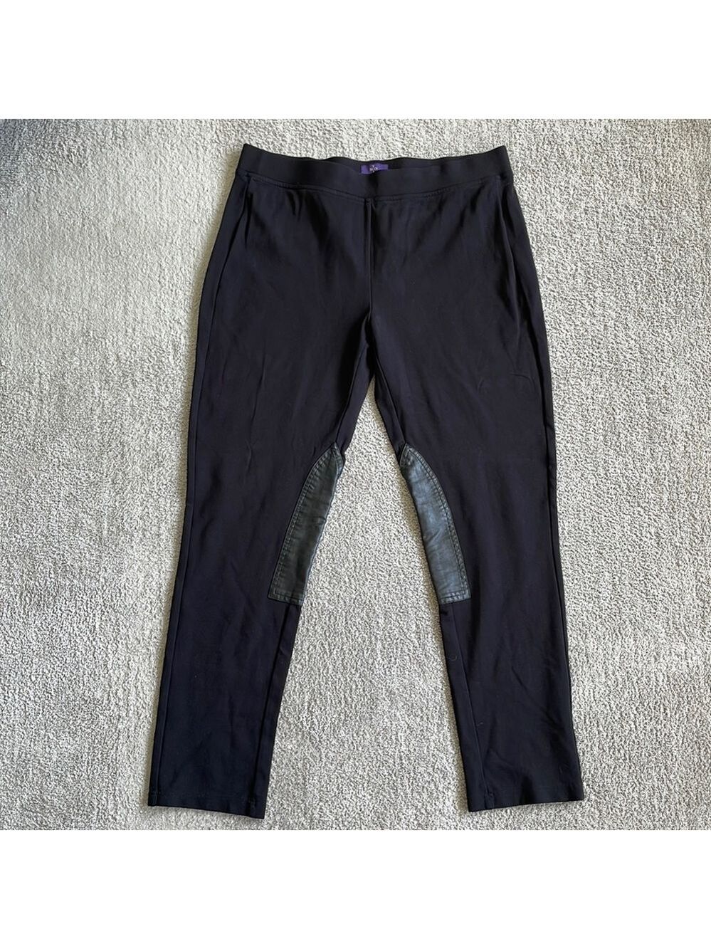 EC NYDJ Black Leggings with Faux Leather Detail - Size 14
